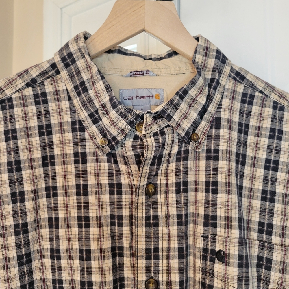 Vintage Carhartt Plaid Button Down Collared Longsleeve, Size Mens Large‎ - Picture 4 of 10